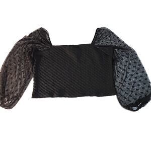 NWT Ashley Stewart Cinch Top 22/24 Crop Sheer Sleeves Gothic Whimsigoth